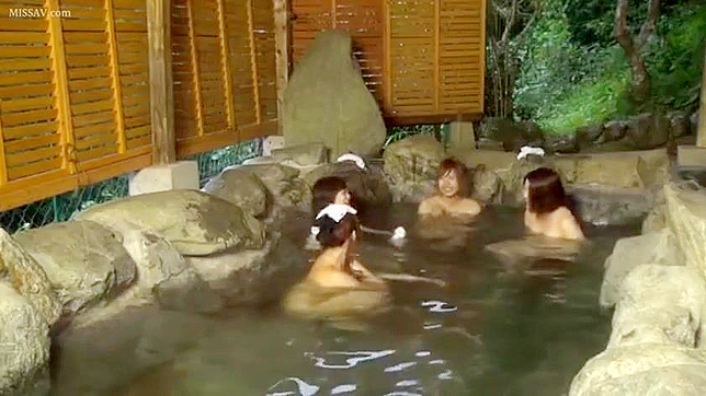 Risky Voyeurism! Nude Japanese Schoolgirls in Public Hot Springs with a Perv!