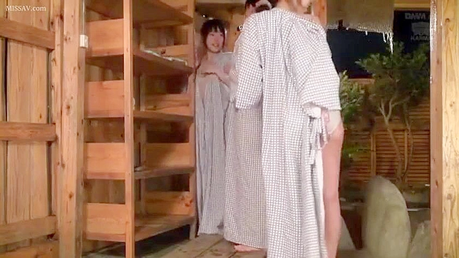 Daring Peeping Tom Captures Naughty Moment of Shy Japanese Beauty Naked in Public Onsen