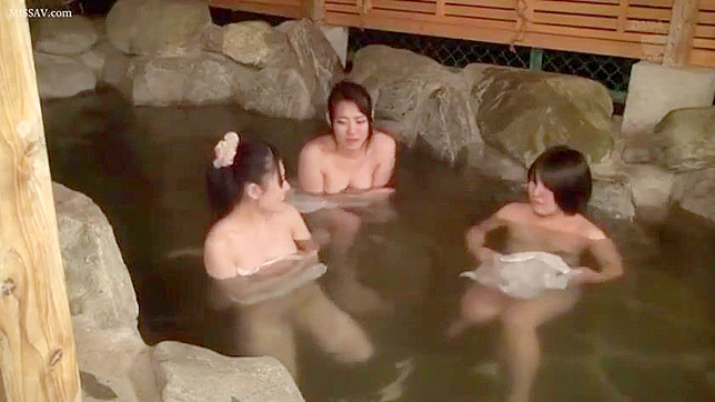 Sneaky Peeping Tom Catches Japanese Girls' Naked Bodies in Public Onsen, #Boobs #Pussy
