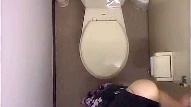 Naughty office lady caught masturbating by sly spy cam in the toilet.