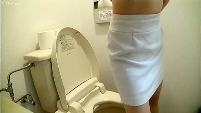Stealthy Peeping Tom Spies on Kinky Japanese Office Lady's Solo Act in the toilet!