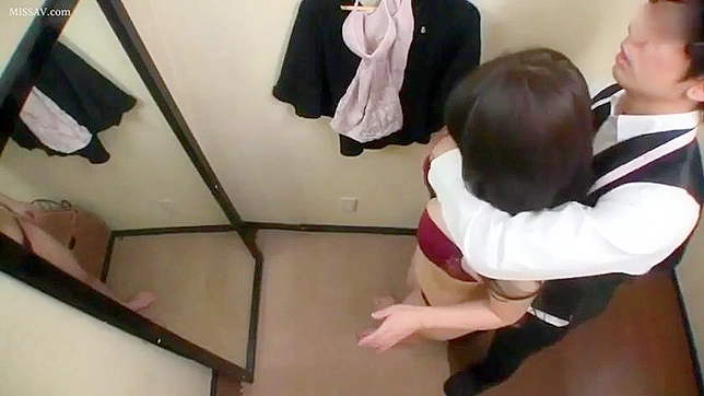Fucked Japanese babe's ass in mall fitting room on hidden cam!