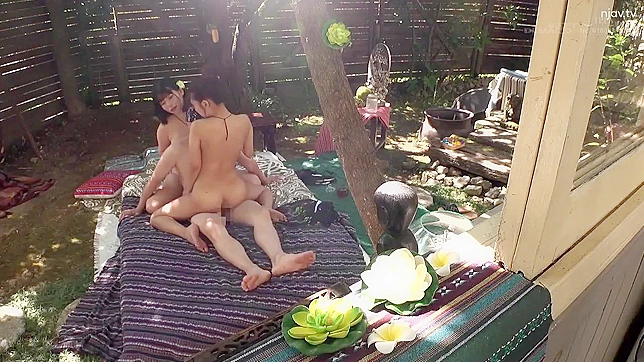 Amazing Japanese lesbian babes tongue fucking after hot massage