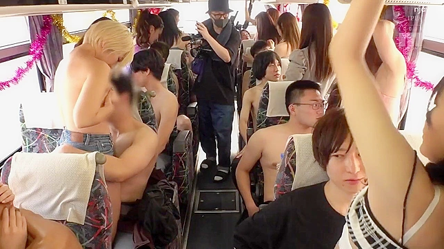 Intense sex orgy in the bus with the horny Japanese dancers