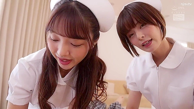 Japanese Hotties in Medical Uniforms Blow and Fuck Patient's Dick, Giving Him Orgasms!
