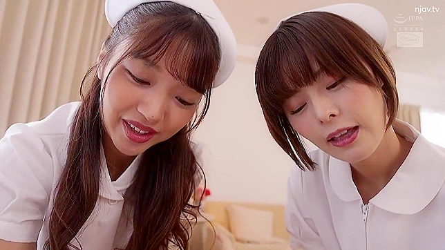 Japanese Hotties in Medical Uniforms Blow and Fuck Patient's Dick, Giving Him Orgasms!