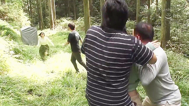 Caught in the Woods, Two Fucking Japanese Chicks Gets Double Teamed and Fucked!