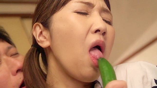 Cum-Hungry Japan MILF Gobbles Up Cucumber With Her Cunt!