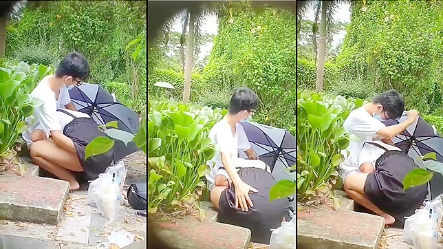 Young Chinese couple secretly filmed having oral sex in park