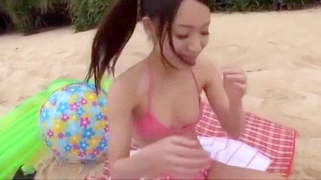 Jav Model in Mini Bikini on the Beach - Arousing Japanese AV Scene