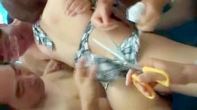 Japanese Slut's Crazy Fingering in JAV Gangbang Movie