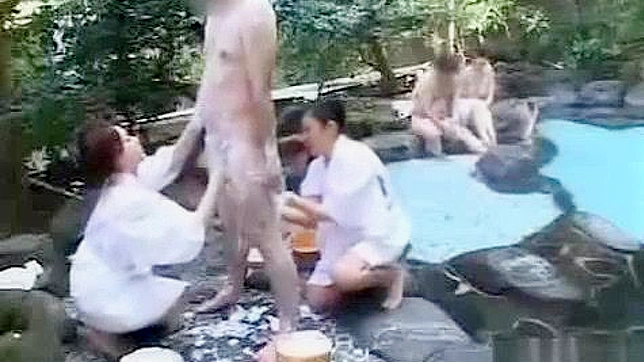 Jav CFNM Massage with Group Handjob at Outdoor Spa in Japan