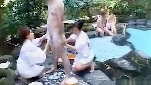 Jav CFNM Massage with Group Handjob at Outdoor Spa in Japan