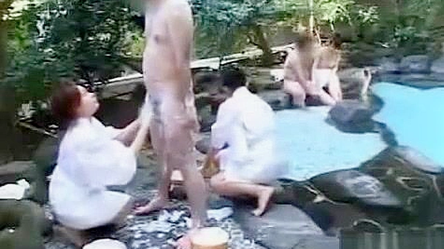 Jav CFNM Massage with Group Handjob at Outdoor Spa in Japan