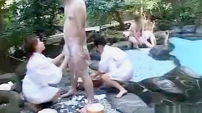 Jav CFNM Massage with Group Handjob at Outdoor Spa in Japan