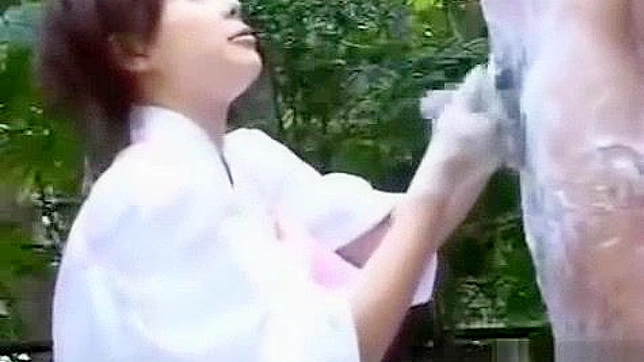 Jav CFNM Massage with Group Handjob at Outdoor Spa in Japan