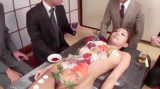 JAV ~ Naked Girl Body Sushi Feast by Business Men, Cam2real