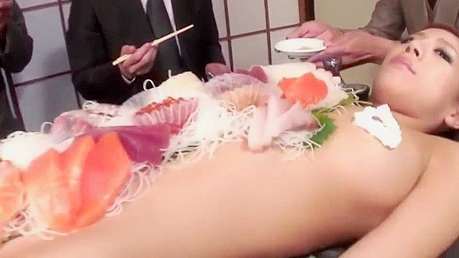 JAV ~ Naked Girl Body Sushi Feast by Business Men, Cam2real