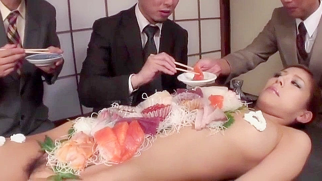 JAV ~ Naked Girl Body Sushi Feast by Business Men, Cam2real