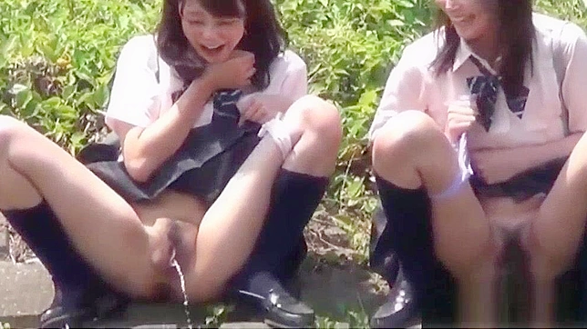 Japanese Teens Wild Outdoor Peeing ~ Bizarre Jav Porn Video