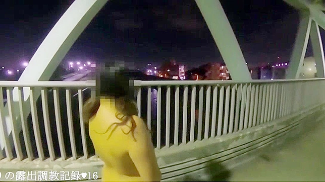 Jav Idol Emiri Walks Naked on Footbridge & Spreads Legs in Public