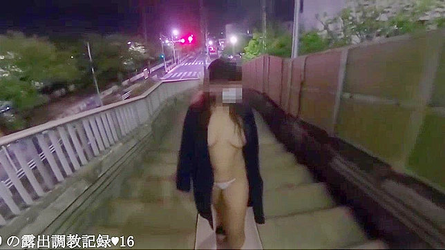 Jav Idol Emiri Walks Naked on Footbridge & Spreads Legs in Public