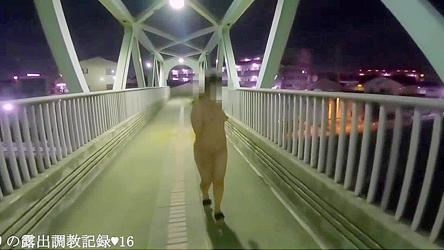 Jav Idol Emiri Walks Naked on Footbridge & Spreads Legs in Public