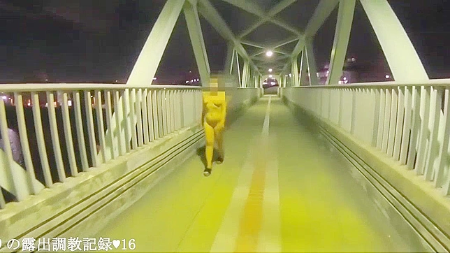 Jav Idol Emiri Walks Naked on Footbridge & Spreads Legs in Public