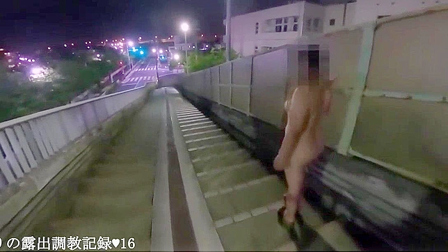 Jav Idol Emiri Walks Naked on Footbridge & Spreads Legs in Public