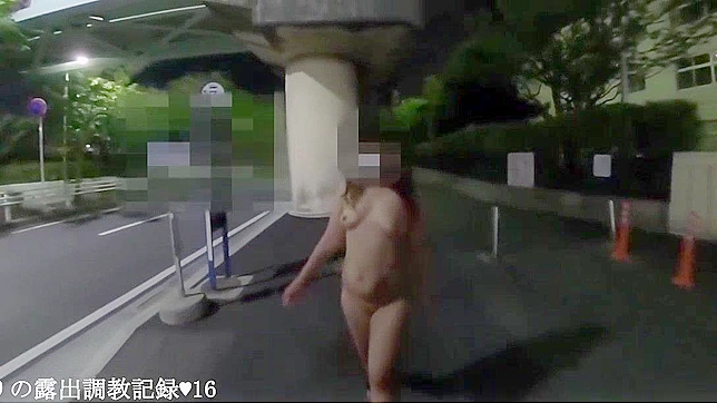 Jav Idol Emiri Walks Naked on Footbridge & Spreads Legs in Public