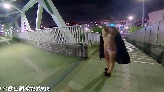 Jav Idol Emiri Walks Naked on Footbridge & Spreads Legs in Public