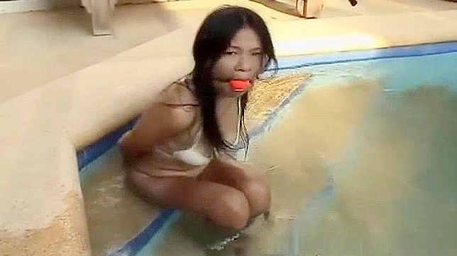 Jav Porn ~ Asian Bondage Slut Bound and Gagged at the Pool