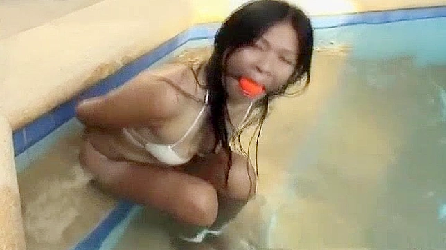 Jav Porn ~ Asian Bondage Slut Bound and Gagged at the Pool