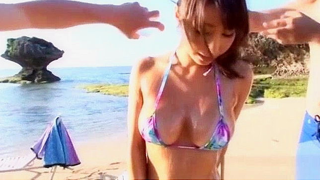 Jav Porn ~ Shunka Ayami in Threesome Beach Fun