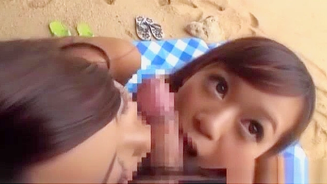 Asian beauties in bikinis have hot pov threesome outdoors