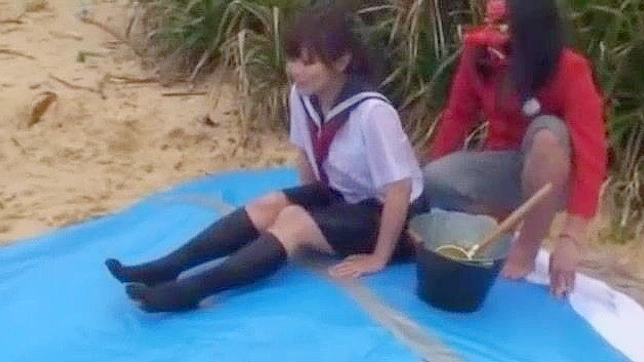 Jav Hottie Rin Momoi, Mio Yamashiro & Mai Takakura's Crazy Beach Onanii Masturbation