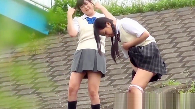 Jav Porn ~ Two Young Japanese Pupils go Head-to-Head in Outdoor Pissing Competition