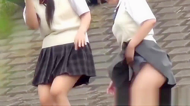 Jav Porn ~ Two Young Japanese Pupils go Head-to-Head in Outdoor Pissing Competition