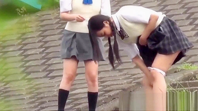 Jav Porn ~ Two Young Japanese Pupils go Head-to-Head in Outdoor Pissing Competition