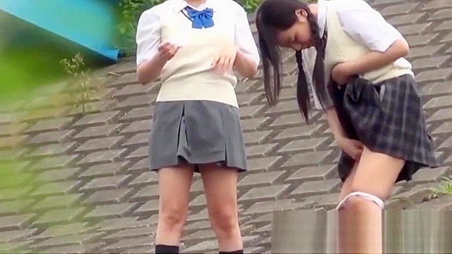 Jav Porn ~ Two Young Japanese Pupils go Head-to-Head in Outdoor Pissing Competition