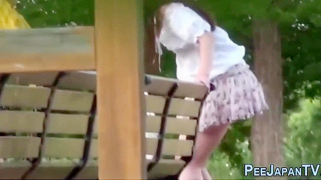 Japanese Whore Peeing in Public Park