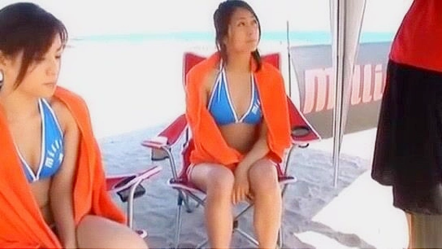 Jav Pornstar Rika Asao in Hot Beach Volleyball Action, Gets Mouthful of Spunk