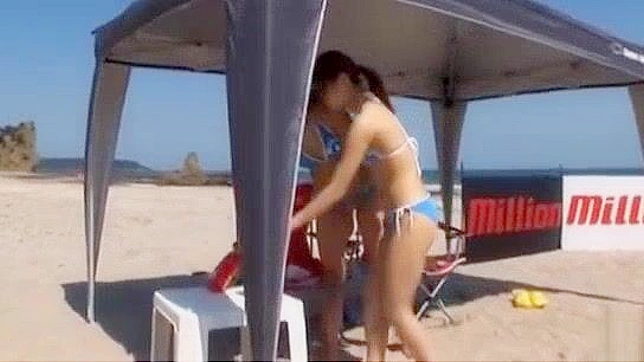 Jav Pornstar Rika Asao in Hot Beach Volleyball Action, Gets Mouthful of Spunk