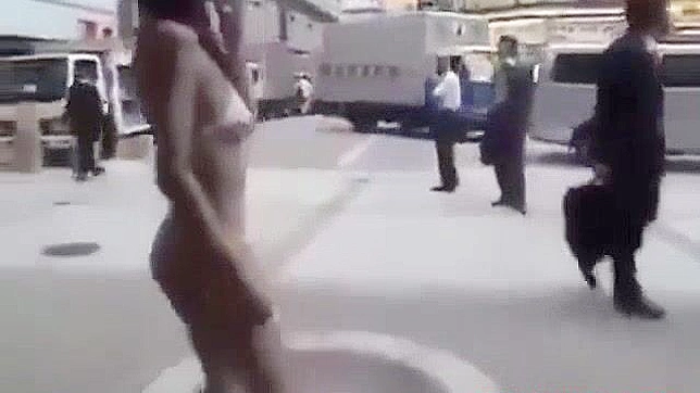 Japanese Beauty Walks Semi-Nude in Tokyo Street - HD Video