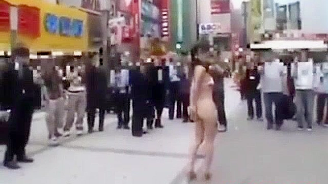 Japanese Beauty Walks Semi-Nude in Tokyo Street - HD Video