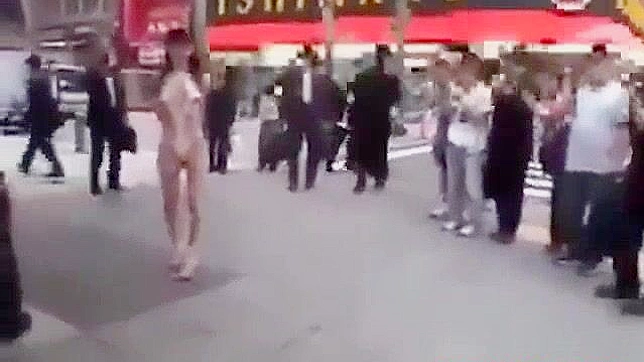 Japanese Beauty Walks Semi-Nude in Tokyo Street - HD Video