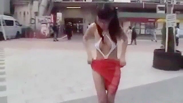 Japanese Beauty Walks Semi-Nude in Tokyo Street - HD Video