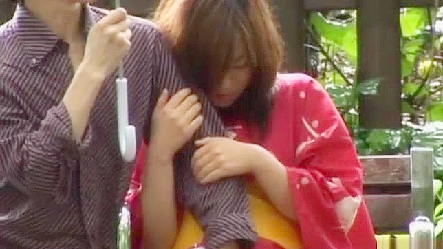 Jav Porn Video ~ Asian Babe in Kimono Enjoys Outdoor Fun