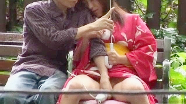 Jav Porn Video ~ Asian Babe in Kimono Enjoys Outdoor Fun