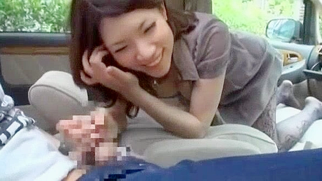 Japanese babe Riko Chitose in mind-blowing masturbation scene on car JAV